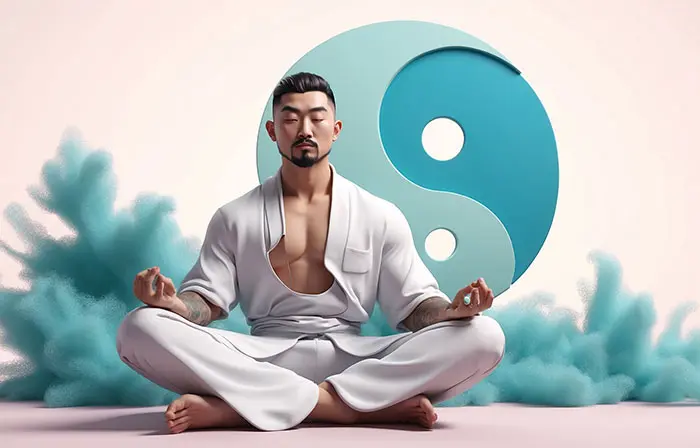 Man in Meditative Pose Professional 3d Character Design Illustration